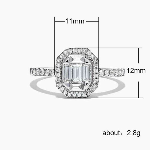 925 Silver Emerald Cut  White Sapphire Ring New - Picture 4 of 4
